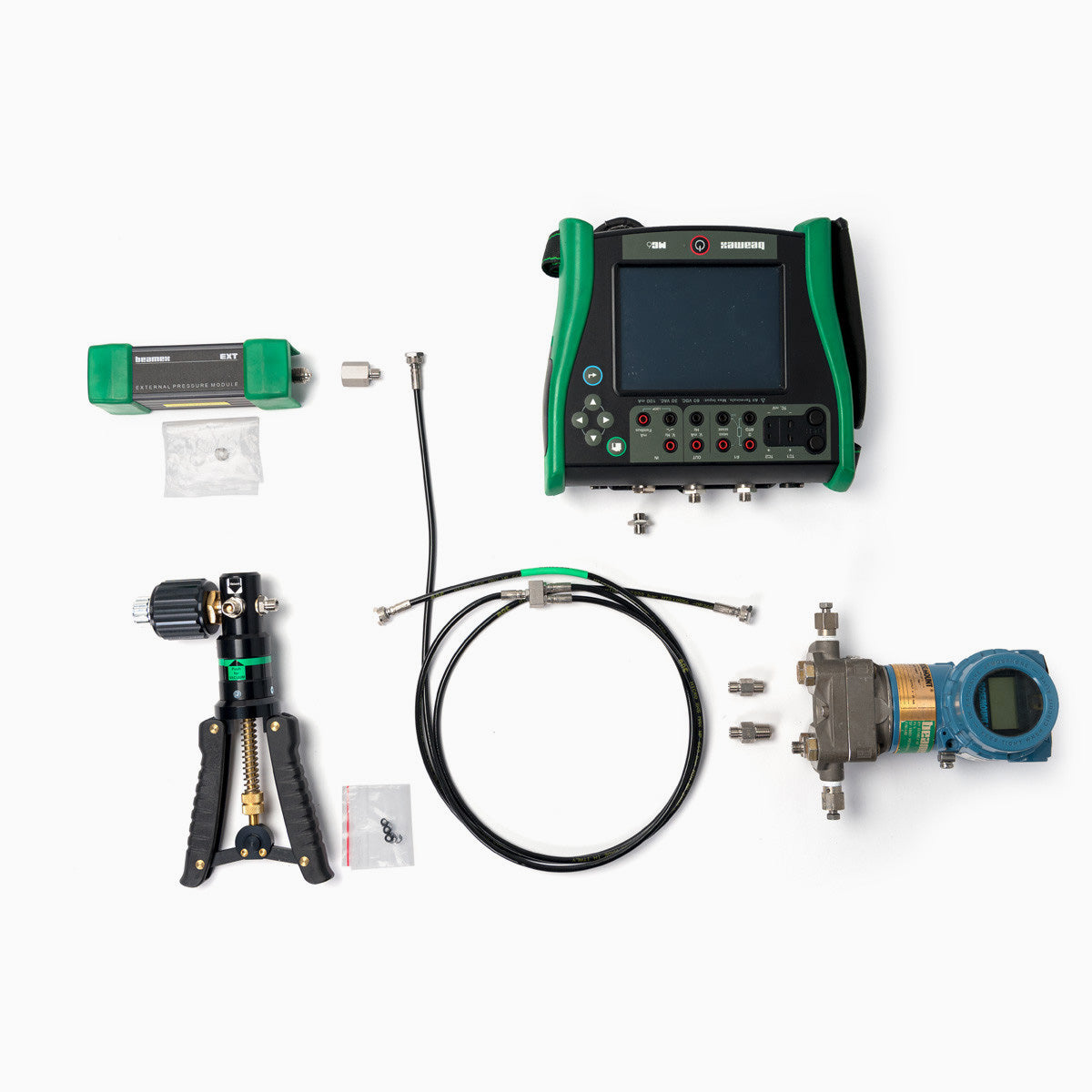 Collection of industrial tools and equipment on a white background